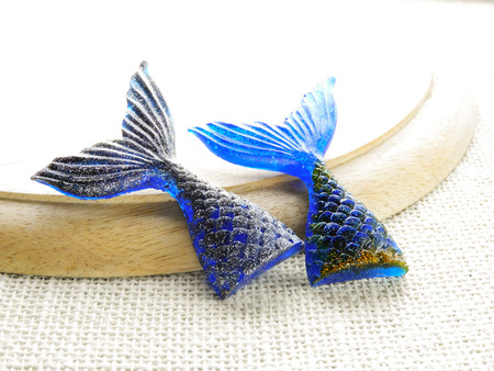 Mermaid tail glitter resin keychain charmsの写真素材
