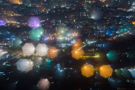 Abstract, Beautiful Bokeh landscape of city at night, Bokeh light and blur city sunset
の写真素材