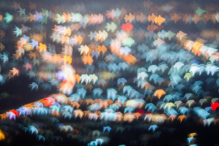 Abstract, Beautiful Bokeh landscape of city at night, Bokeh light and blur city sunsetの写真素材