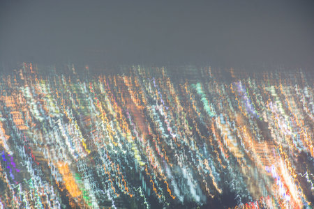Abstract long exposure, experimental surreal photo, city and vehicle lights at night