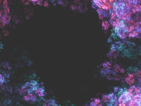 Abstract fractal art background, suggestive of astronomy and nebula. Computer generated fractal illustration art nebula in purple abstract borderの写真素材