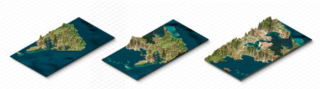 3d model of Madagascar island, Country in East Africa. Isometric map virtual terrain 3d for...