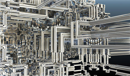 Abstract Computer generated fractal architecture design, spaceship. 3D Aliens Illustration of a...