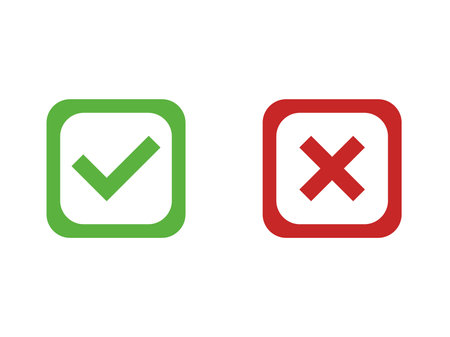 red cross and green check mark, vectorのイラスト素材