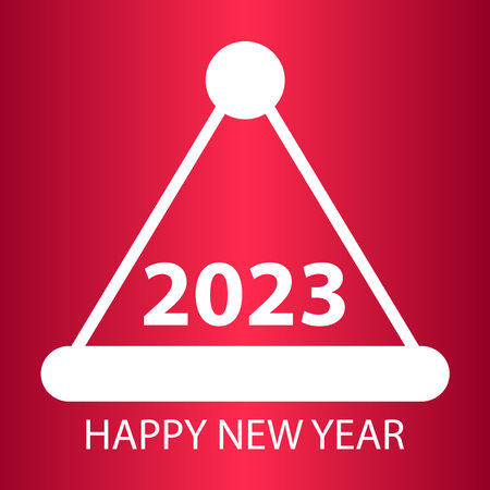 Happy new year 2023, vector. Postcard Happy New Year 2023 on a red background.のイラスト素材