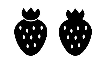 Strawberries vector. Black strawberry icons on a white background.のイラスト素材