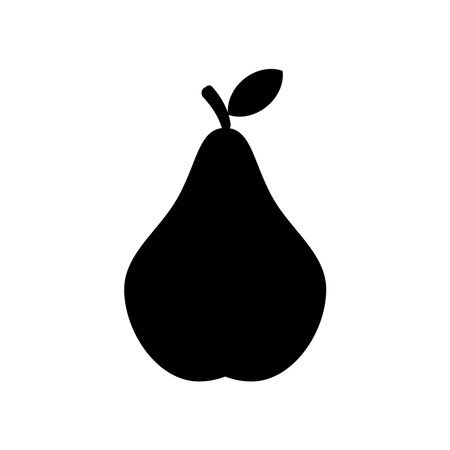 Pear, vector. Black pearl icon on a white background.のイラスト素材
