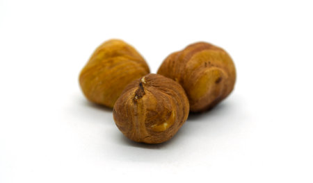 hazelnuts. Hazelnuts close-up on a white background.の写真素材