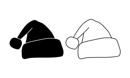 Christmas hat, vector icon. Christmas hat black.のイラスト素材