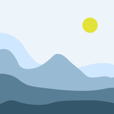 Mountains and sun, vector. Silhouette of mountains and sun, vector illustration.のイラスト素材