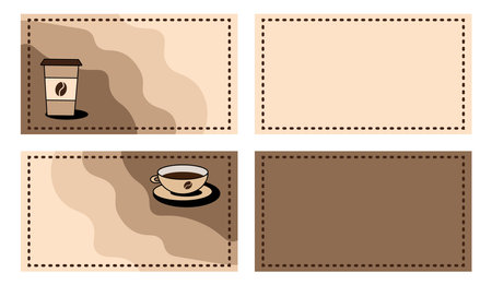 Business card mockup with coffee, vector. Business card mockup with a cup and a glass of coffee.のイラスト素材