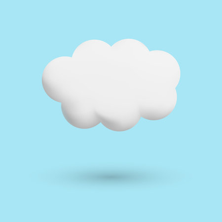 Cloud 3D vector. White 3D cloud with a shadow on a blue background.のイラスト素材