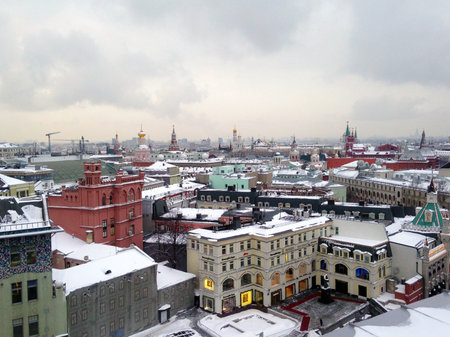 Moscow, Russia, January 16, 2017. View of the city from the observation deck on the roof.のeditorial素材