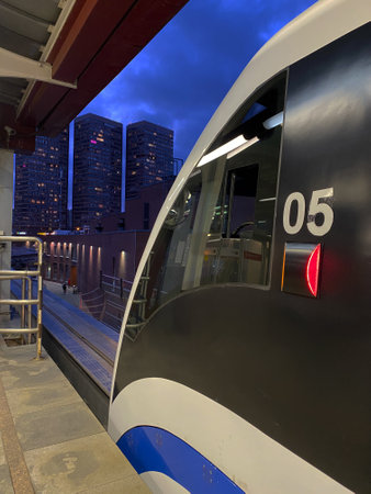 Moscow, Russia, November 11, 2020. In the photo is a light metroのeditorial素材