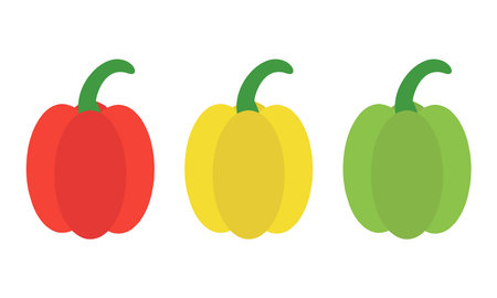 Bell pepper vector. Bell pepper red, yellow and green. Can be used as a logo, icon.のイラスト素材