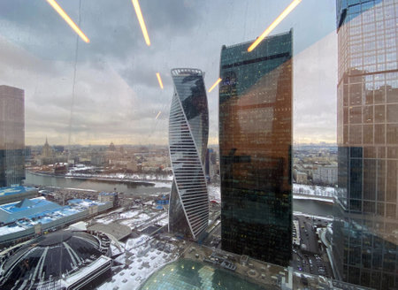Moscow, Russia, February 9, 2023. View from the Moscow City window, photograph.の写真素材