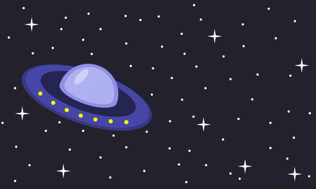 Space and ufo, background, vector. Fying saucer on the background of space.のイラスト素材