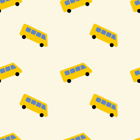 School bus, seamless pattern, vector. back to school. School bus on a yellow background.