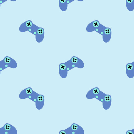 Joysticks, seamless pattern, vector. back to school. Joysticks on a purple background.