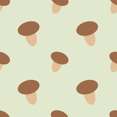Autumn seamless pattern, mushrooms on a green background, vector. Mushrooms on a light green background.のイラスト素材