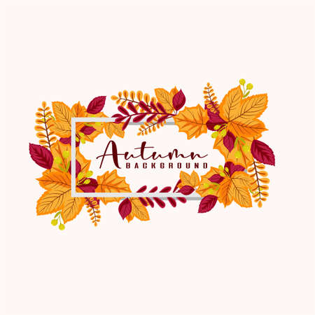 Hand drawn autumn leaves backgroundのイラスト素材