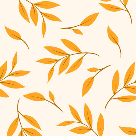 Autumn illustration seamless pattern with leavesのイラスト素材