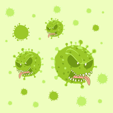 Many virus cells with a scary faceのイラスト素材