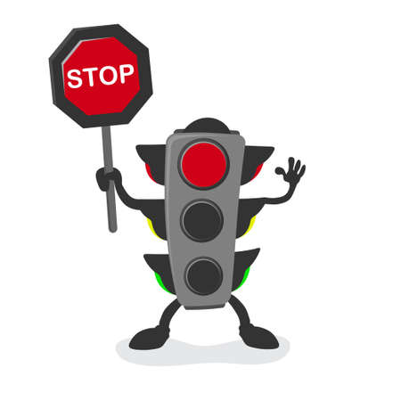 Traffic light mascot, red light, stopのイラスト素材