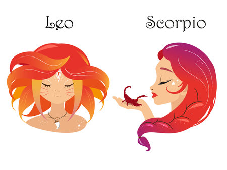 vector zodiac signs clipart, anime girlsのイラスト素材