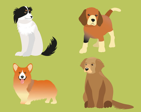 set of vector cartoon dog, sticker clipartのイラスト素材