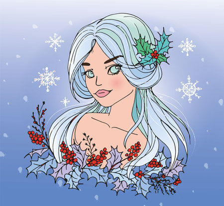 vector illustration with cute cartoon girlのイラスト素材