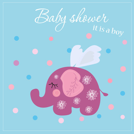 vector card baby shower for boyのイラスト素材