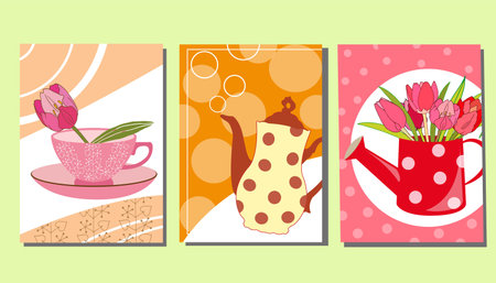 flowers and herbs vector poster. Vector illustration.のイラスト素材