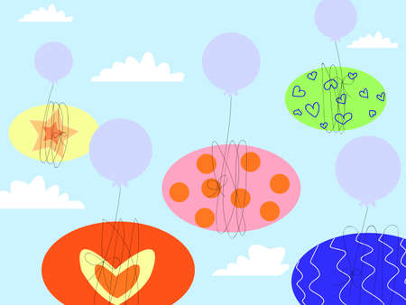 Many Easter eggs are in the sky. Celebrate Easter.の写真素材