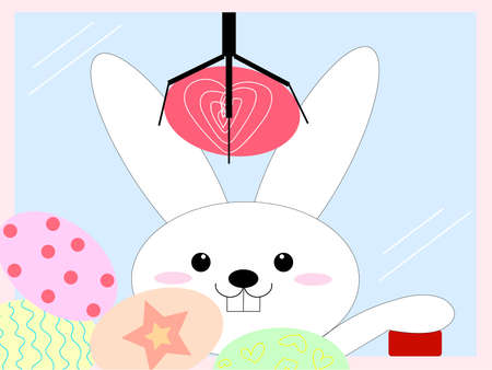 A cute bunny is playing. Celebrate Easter.の写真素材