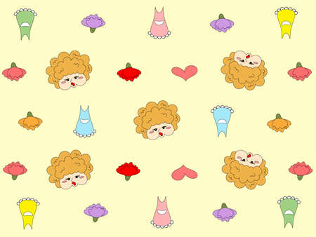 This illustration is a mother, carnation, apron and heart pattern. Celebrate Happy Mother's Day!の写真素材
