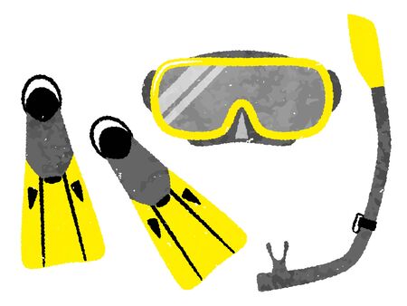 illustration of goggle and fins for snorkelingのイラスト素材