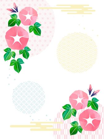 Japanese style frame with morning gloryのイラスト素材