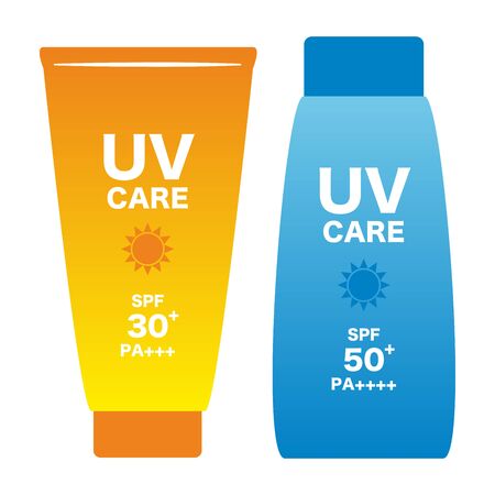 illustration of two bottles of sunscreenのイラスト素材