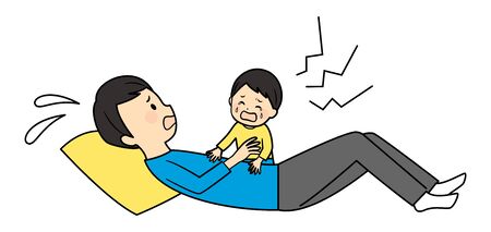 illustration of a dad and his babyのイラスト素材