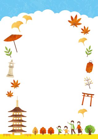 frame of temple in autumnのイラスト素材