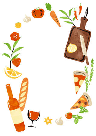 frame of cooking and deliのイラスト素材