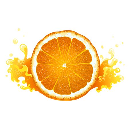 Slice of ripe orange with juiceのイラスト素材