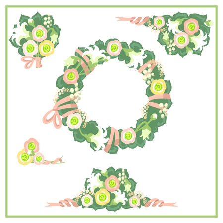 Cute floral graphic elements for your wedding and birthday design.のイラスト素材