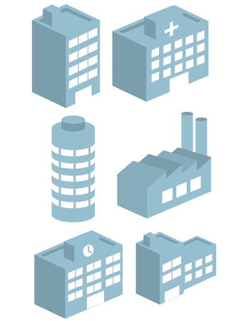 Buildings vector collection set vector 3Dのイラスト素材