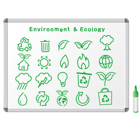 Sketch ecology icons on white board