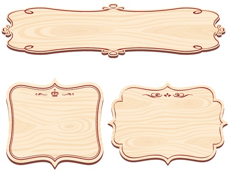 Set of Decorative Wooden Sign vectorのイラスト素材