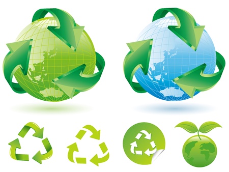 Recycle Symbol with Earth のイラスト素材