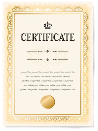 Illustration of a certificate  Award of Excellence with golden ribbon のイラスト素材
