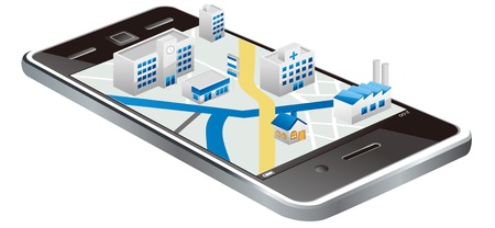 smartphone  mapのイラスト素材